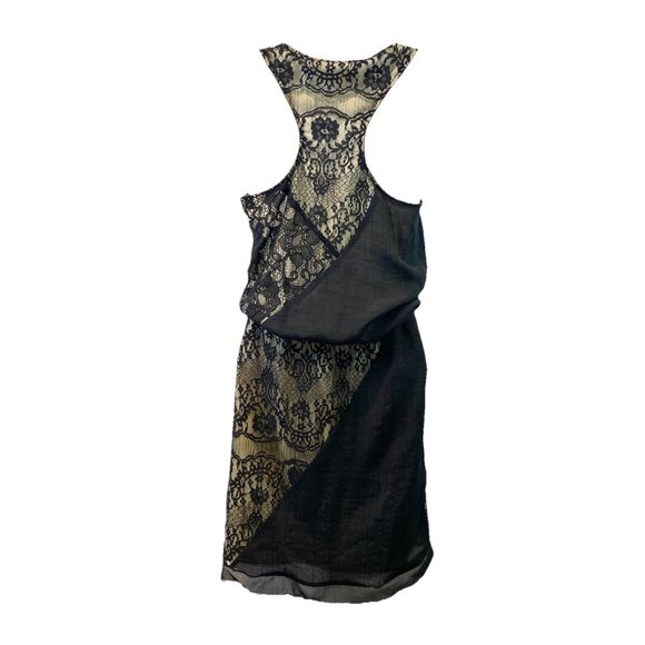 Collective Concepts Womens Dress Black Lace Frayed Hem Metal Zipper Trim Sz S - Picture 2 of 9